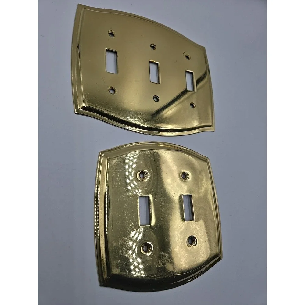 Vintage Blue Chip Solid Brass 3 & 2 Switch Plate Cover Decorative Arched Design‎